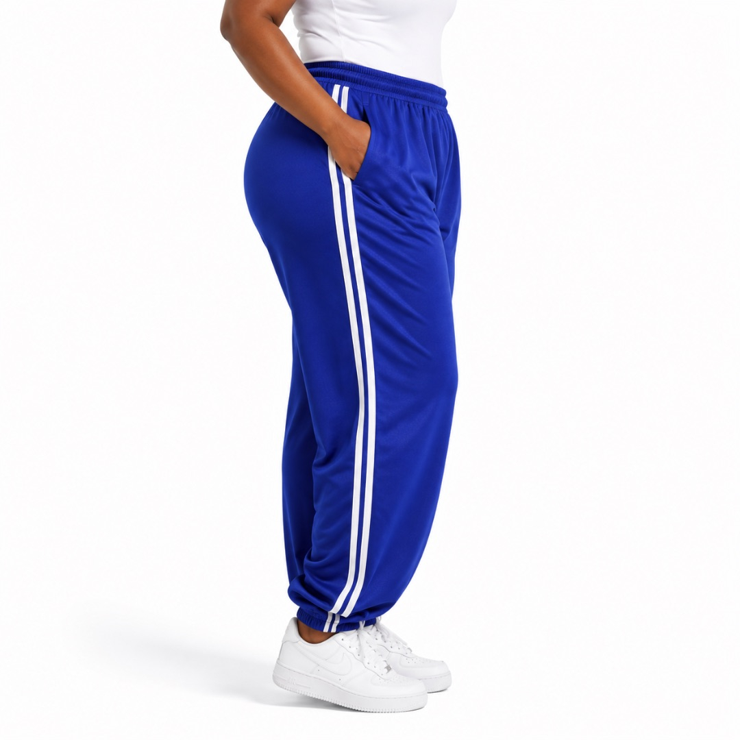 Royal Blue Athletic Jogger Pants  with Double Side Stripes