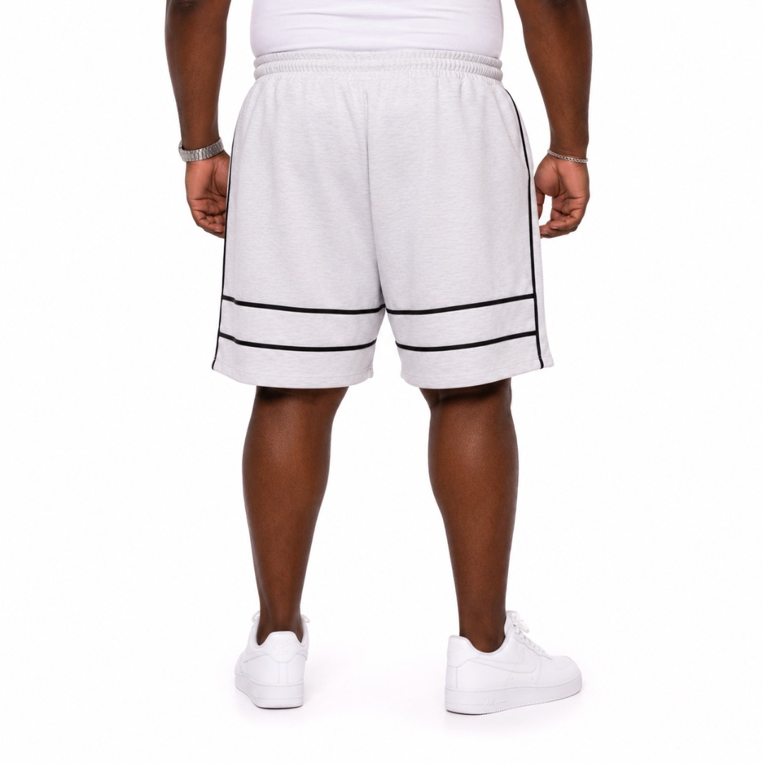 Light Grey Athletic Drawstring Shorts  with Contrast Line Detail
