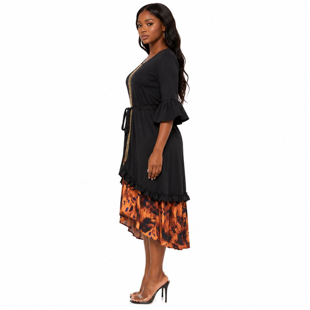 Elegant Womens Layered Midi Dress