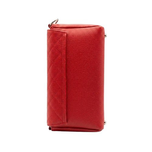 Quilted Faux Leather Crossbody Bag Crimson Red