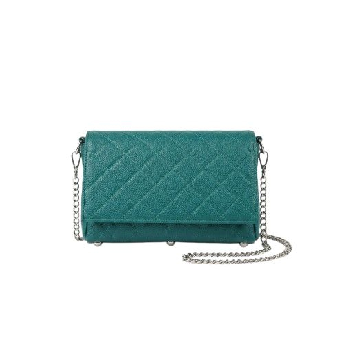 Quilted Faux Leather Crossbody Bag Teal Green