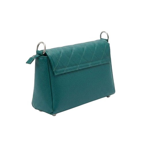 Quilted Faux Leather Crossbody Bag Teal Green