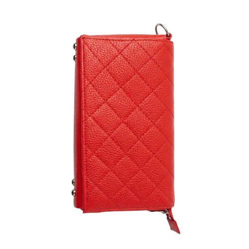 Quilted Red Faux Leather Crossbody Handbag