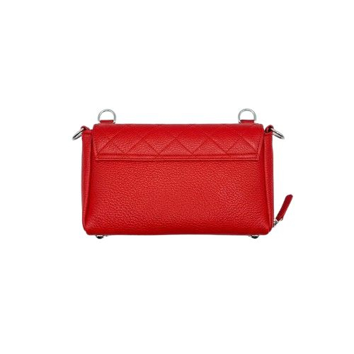Quilted Red Faux Leather Crossbody Handbag