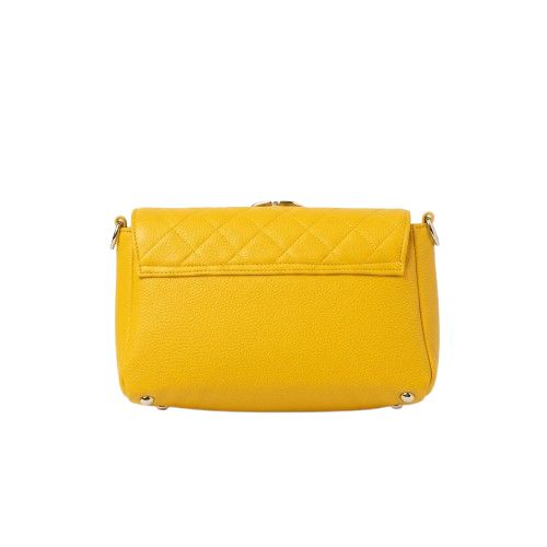 Quilted Yellow Faux Leather Crossbody Handbag