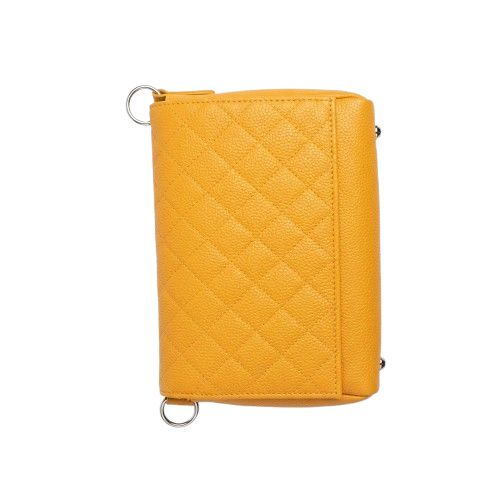 Quilted Yellow Faux Leather Crossbody Handbag