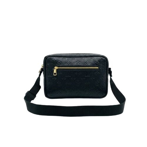 Embossed Black Faux Leather Multi Pocket Crossbody Bag