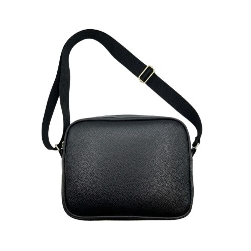Premium Black Faux Leather Crossbody Bag