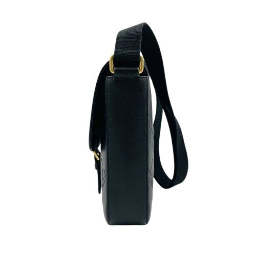 Black Embossed Vegan Leather Square Crossbody Bag