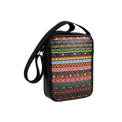 Multicultural Patterned Vegan Leather Crossbody Bag