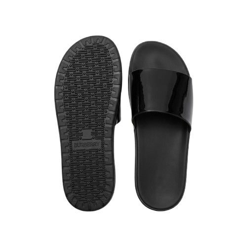 Glossy black Single Strap Casual Slides