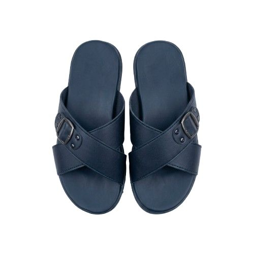 Mens Cross Strap Sandals with Buckle Detail