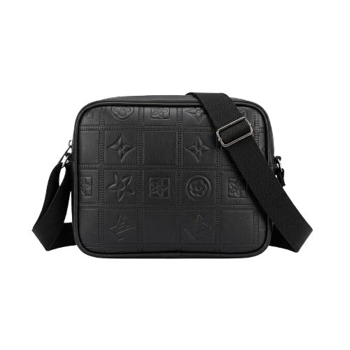 Multi Pocket Grid Embossed Crossbody Bag