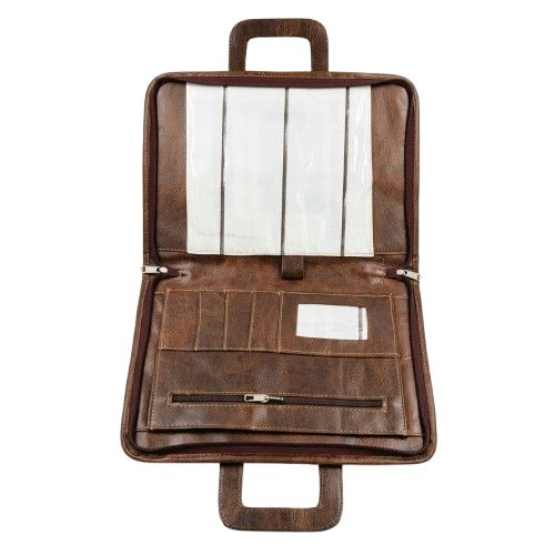Brown Faux Leather Professional Document Portfolio Briefcase