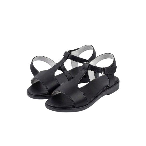 Black T Strap Flat Sandals
