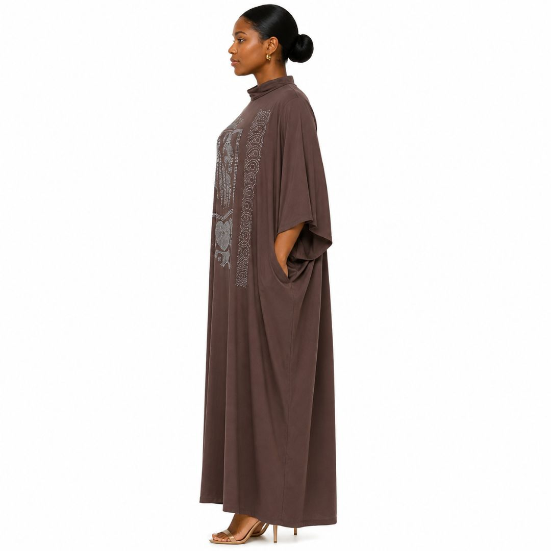 Long Loose Fit Embellished Kaftan Dress