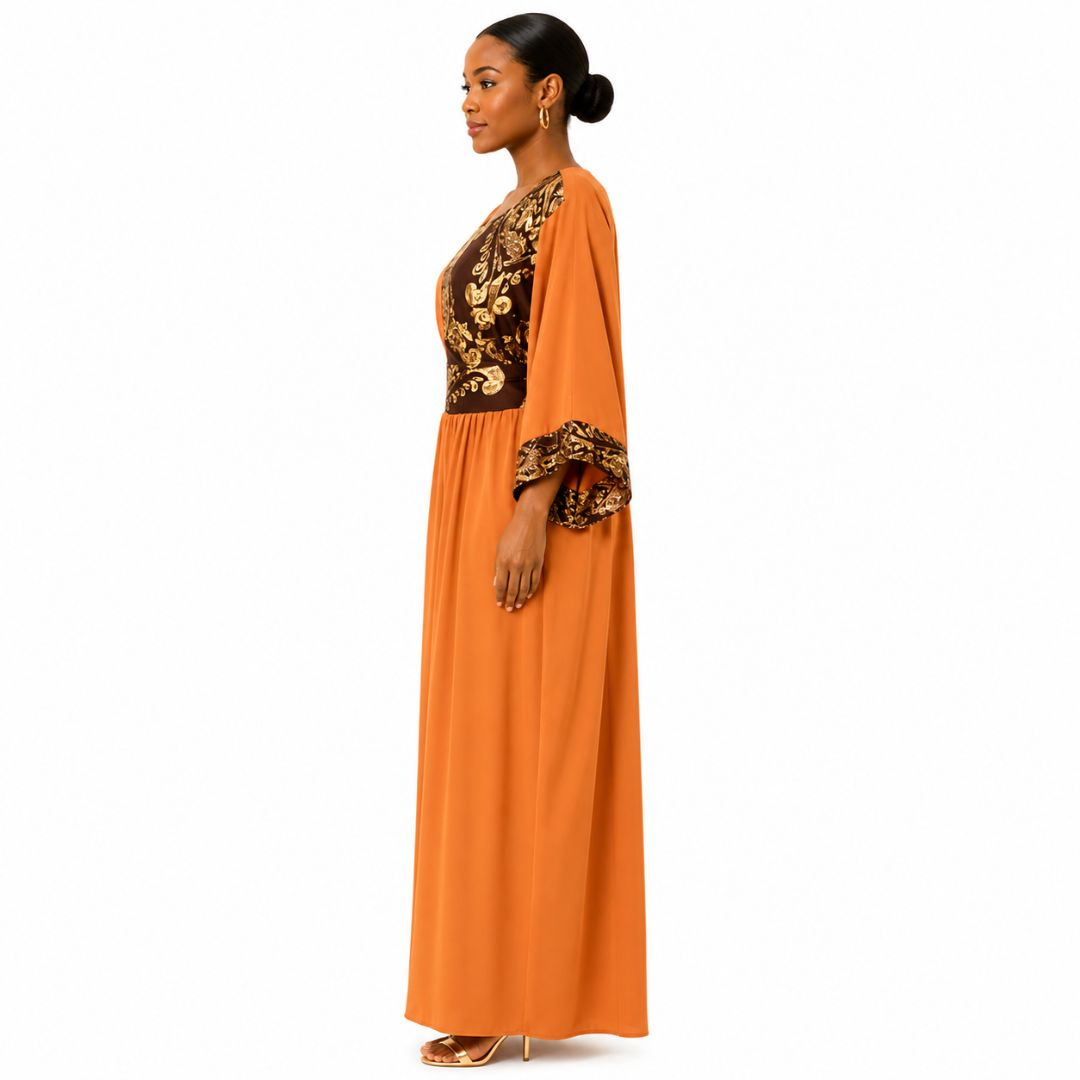 Long Sleeve Embellished Maxi Dress