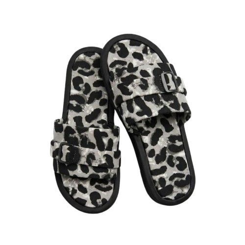 Leopard Print Double Strap Slides