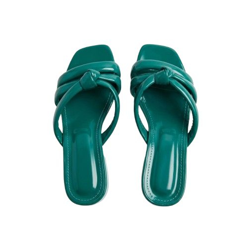 Green Knotted Flat Slippers