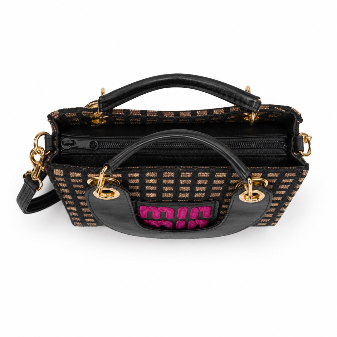 Womens Checked Mini Tote Crossbody Bag