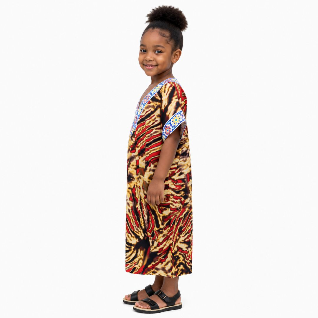 Children Short Sleeve V Neck Printed One Piece Outfit