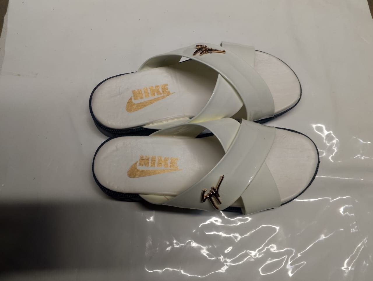 Luxury White Cross Strap Slide Sandals