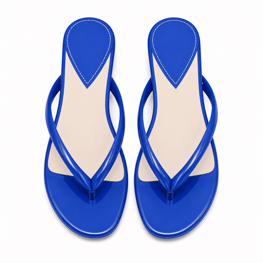 Luxury Royal Blue Minimalist Low Heel Flip Flop Sandals   for Women