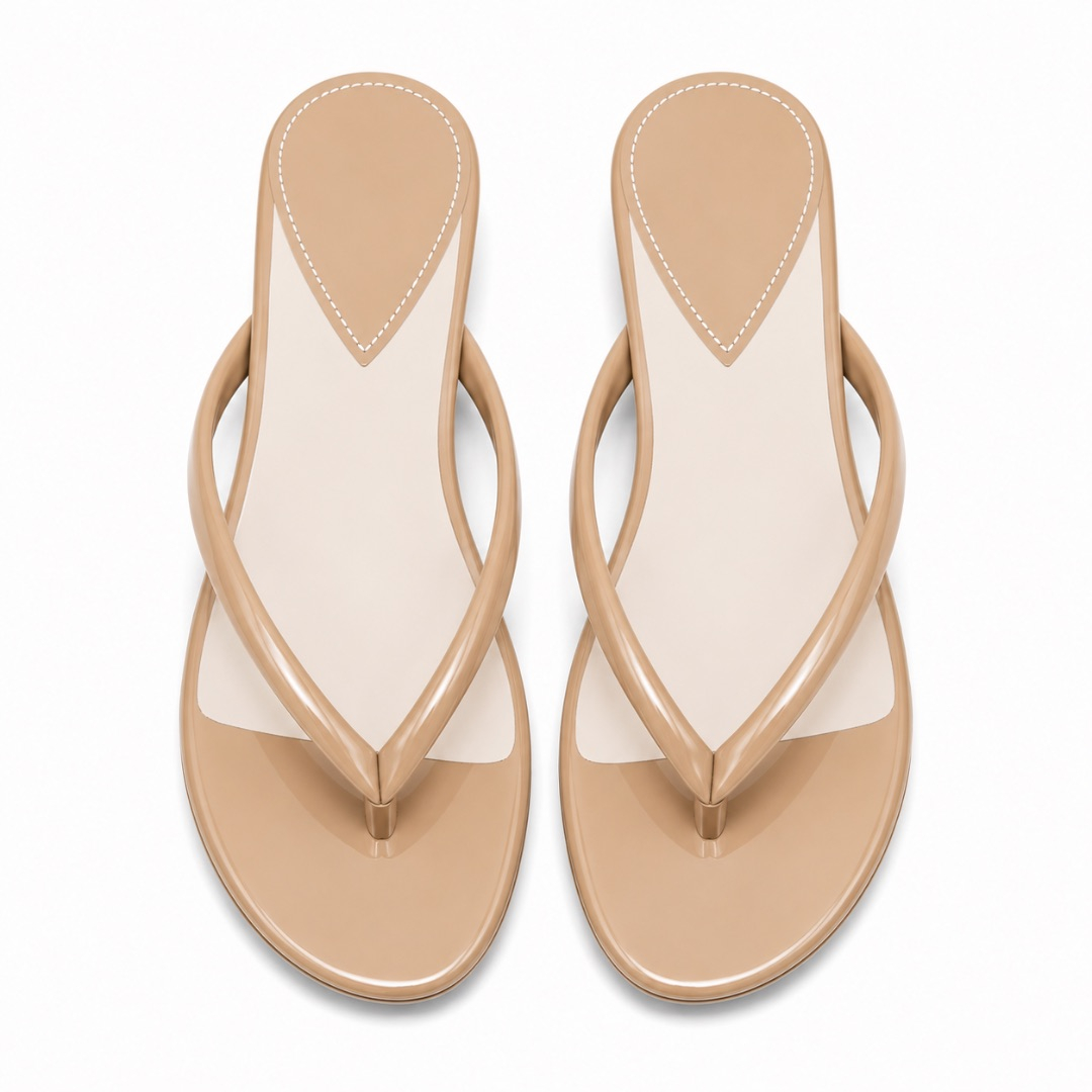 Luxury Nude Minimalist Flat Flip Flop Sandals   for Women