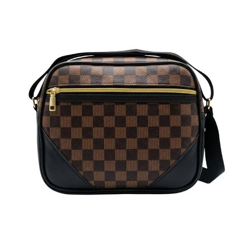 Compact Checkered Crossbody Bag with Adjustable Strap