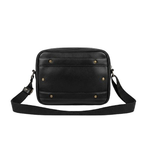 Black Embossed Crossbody Messenger Bag