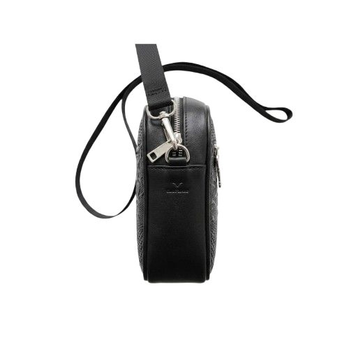 Black Snakeskin Embossed Crossbody Travel Bag