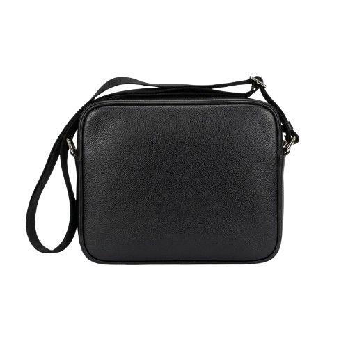 Black Monogram Embossed Crossbody Messenger Bag