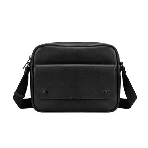 Black Monogram Embossed Crossbody Messenger Bag