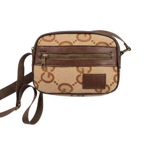 Brown Patterned Small Crossbody Camera Bag