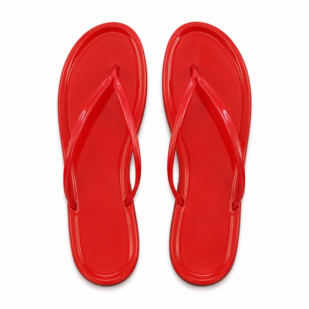 Luxury Glossy Red Jelly Flip Flop Sandals   for Women