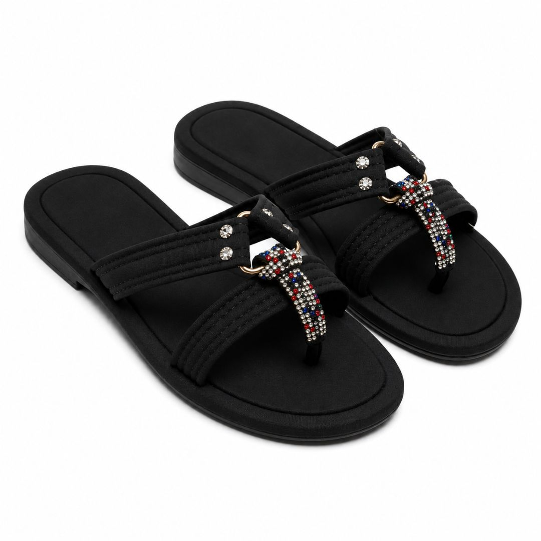 Womens Midnight Plush Faux Fur Criss Cross Slides