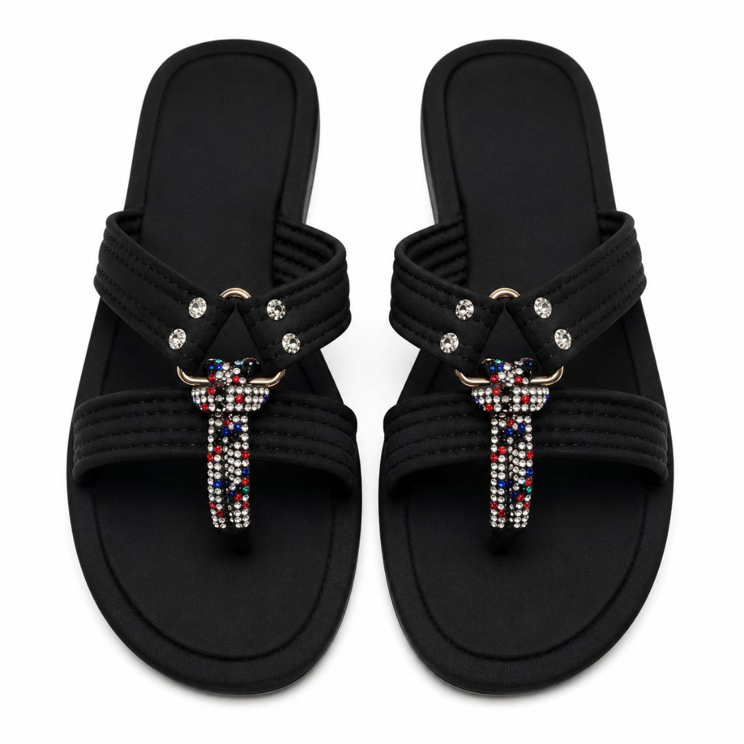 Womens Midnight Plush Faux Fur Criss Cross Slides
