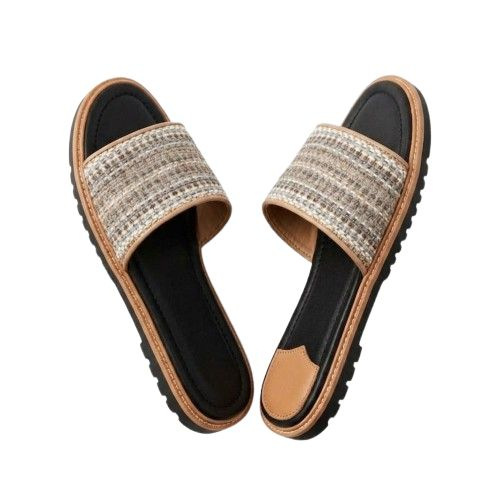 Womens Striped Pattern Casual Slide Sandals