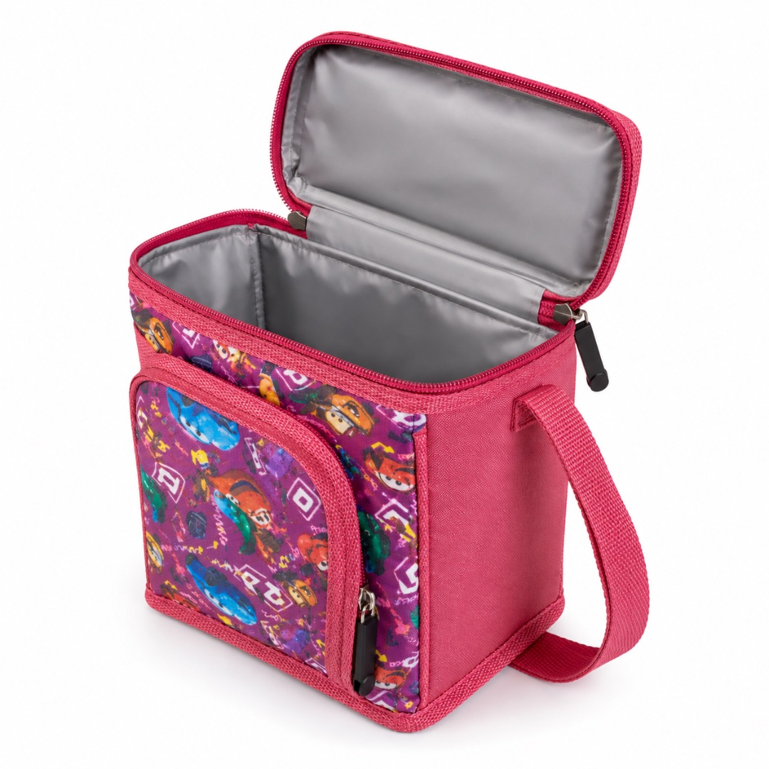 Kids Pink Cartoon Print Insulated Lunch Bag