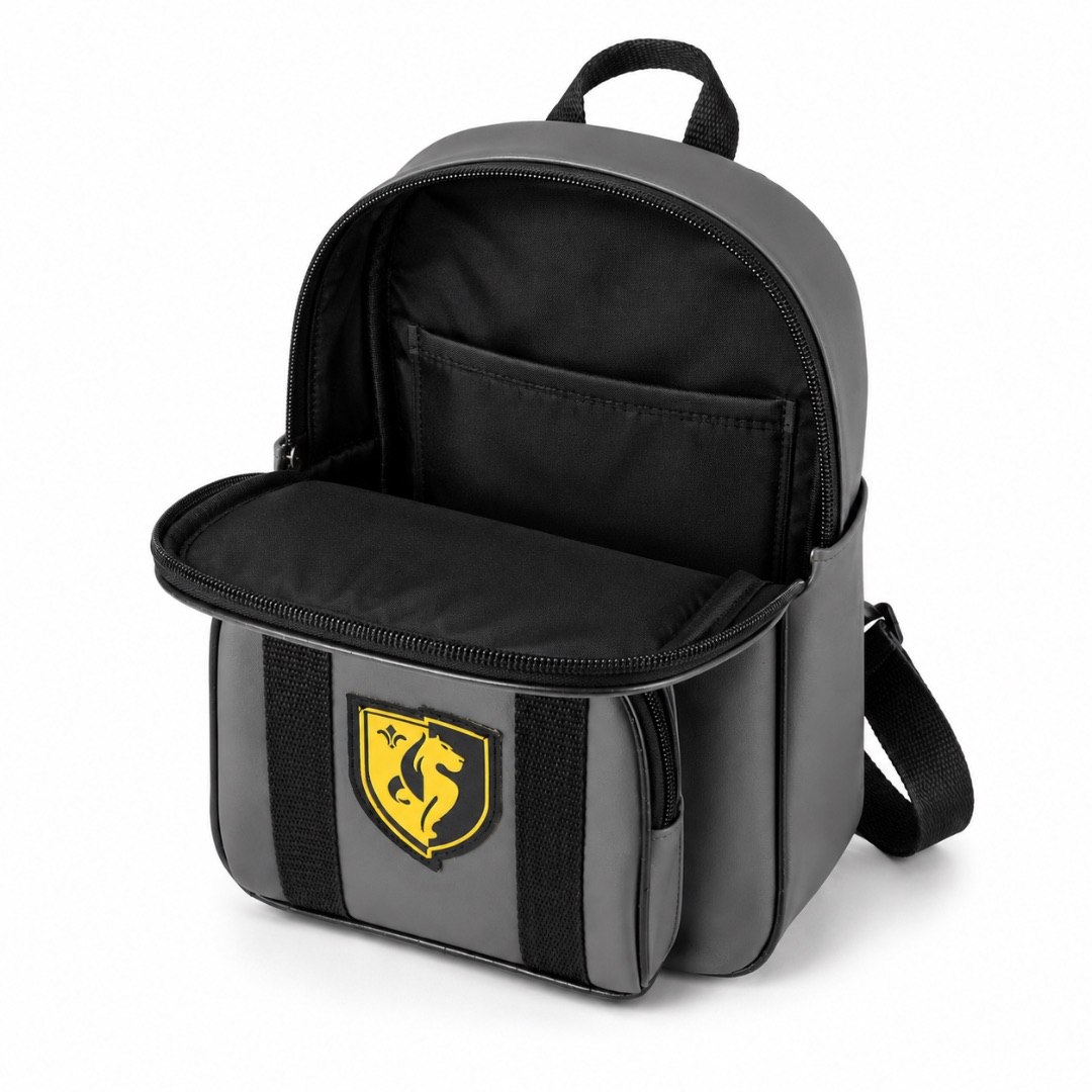Luxury Grey Mini Backpack with Front Pocket Design