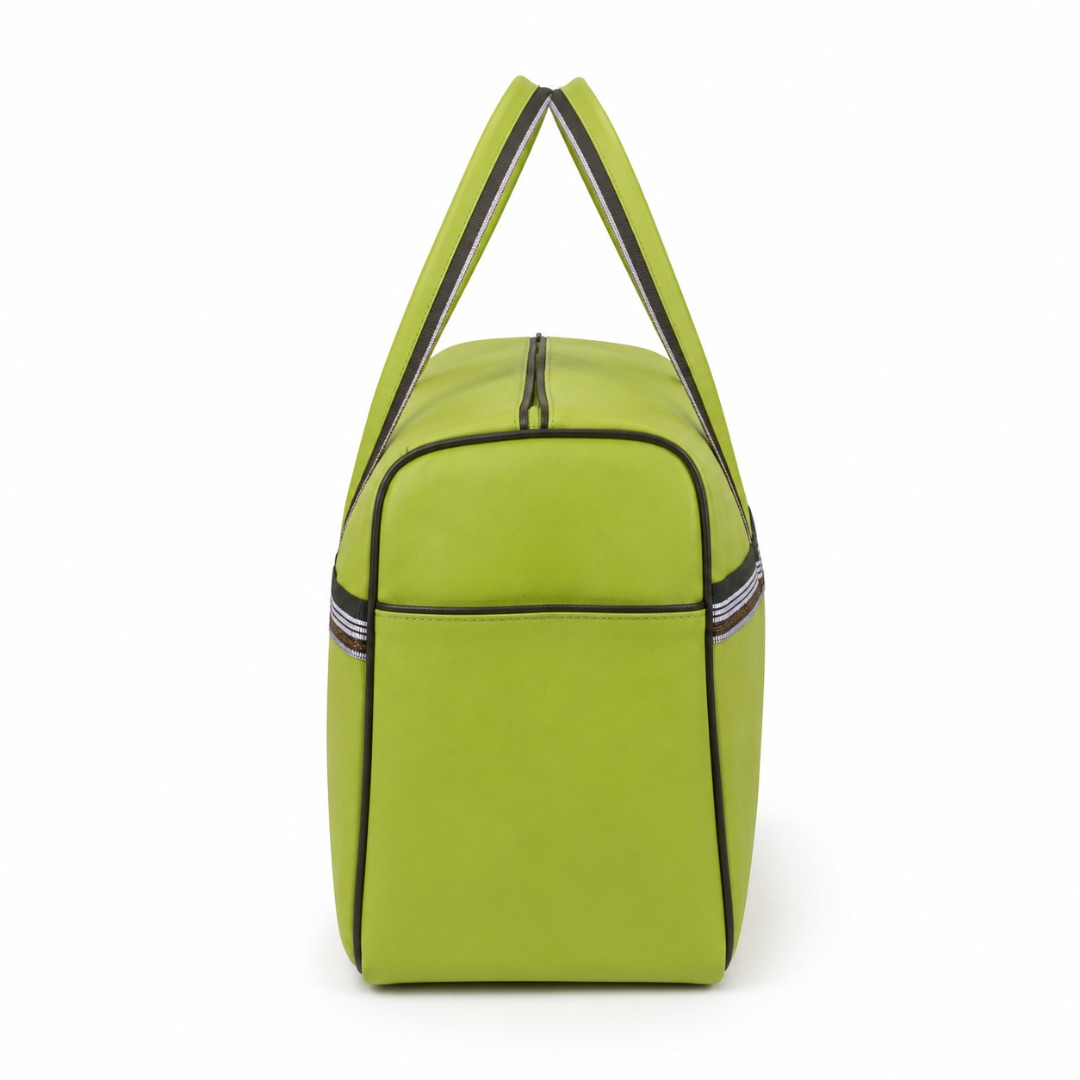 Luxury Lime Green Travel Duffel Bag with Front Zip Pocket