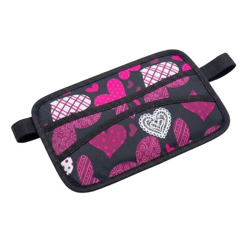Hearts and Spirals Patterned Multi Pocket Fabric Pouch