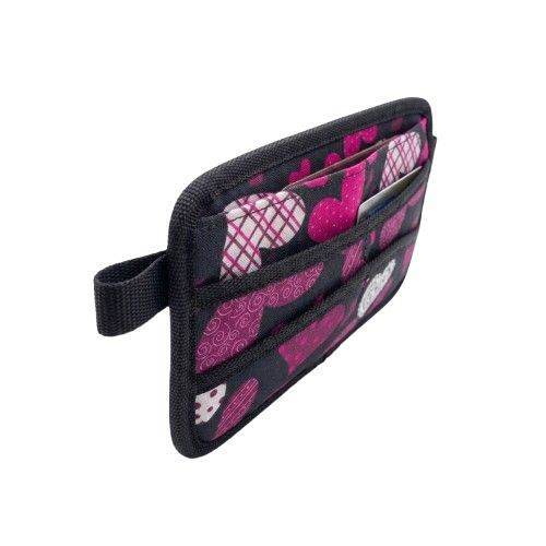 Hearts and Spirals Patterned Multi Pocket Fabric Pouch