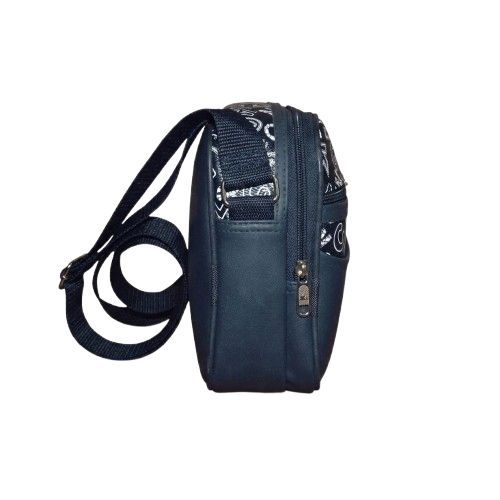Monochrome Patterned Crossbody Messenger Bag