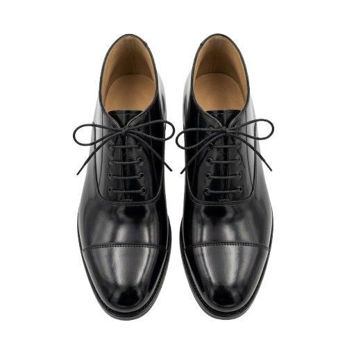 Mens Black Leather Cap Toe Oxford Dress Shoes