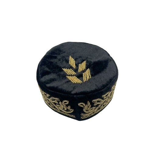 Black Velvet Gold Embroidered Traditional Cap