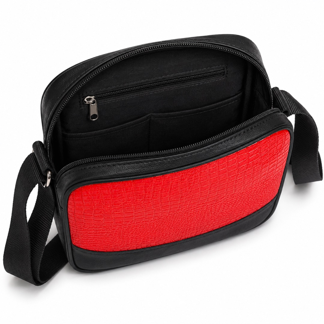 Luxury Red Crocodile Texture Crossbody Shoulder Bag