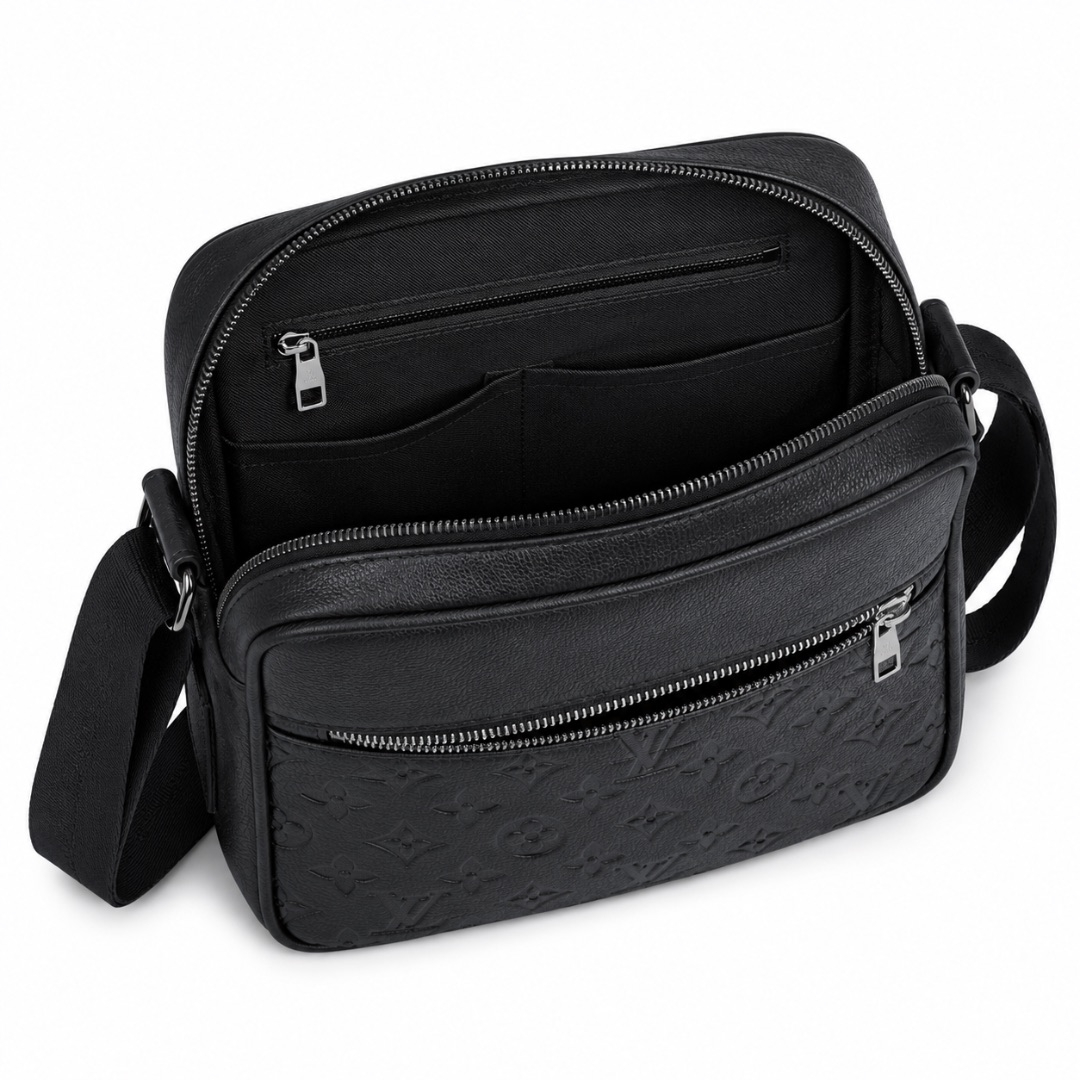 Luxury Black Embossed Crossbody Shoulder Bag