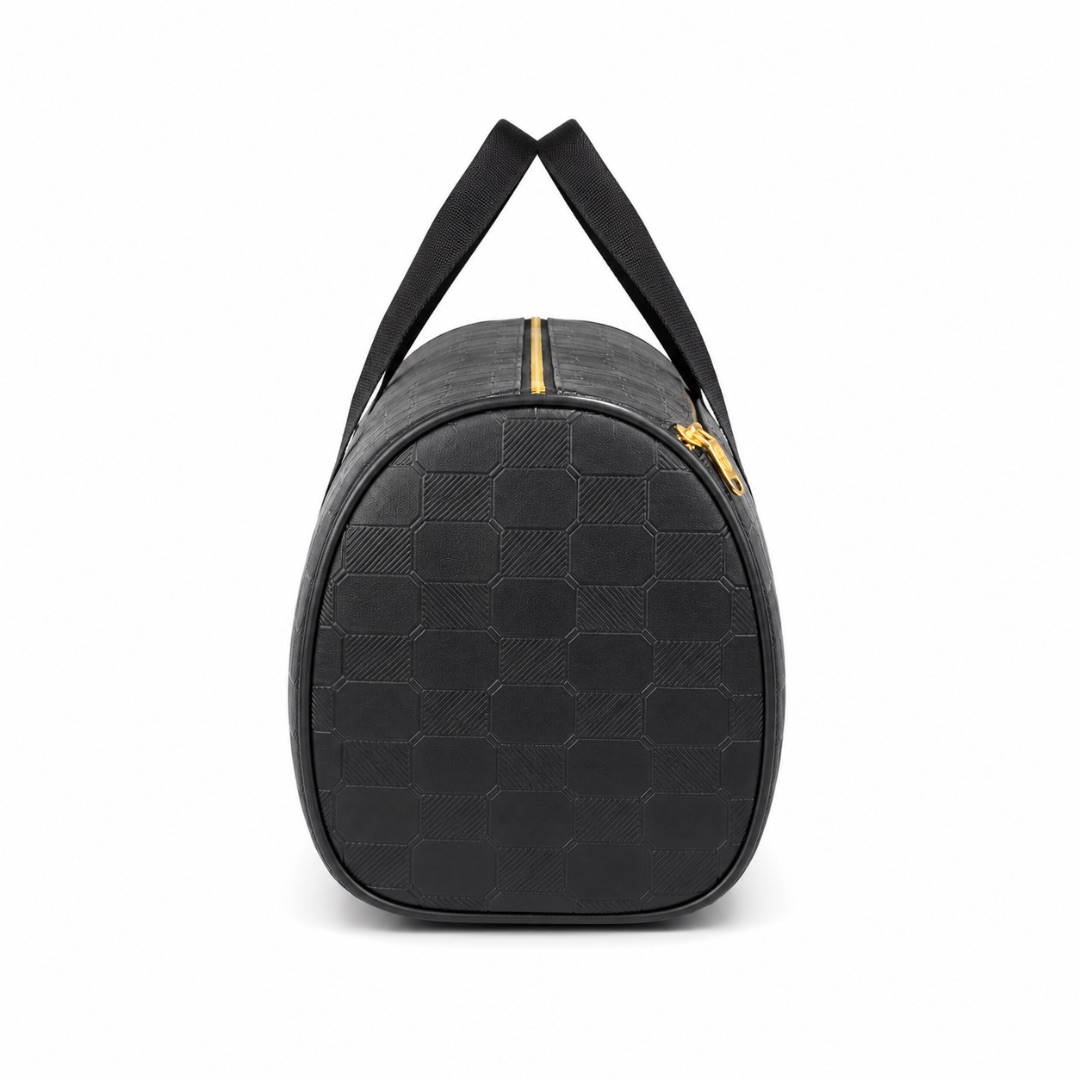 Luxury Black Embossed Travel Duffel Bag