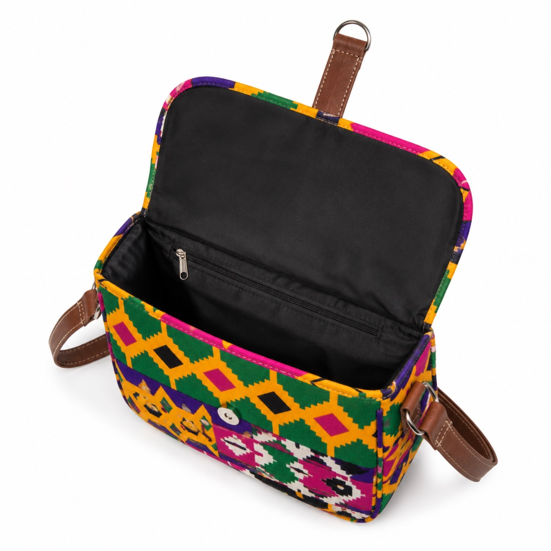 Luxury African Print Flap Crossbody Bag